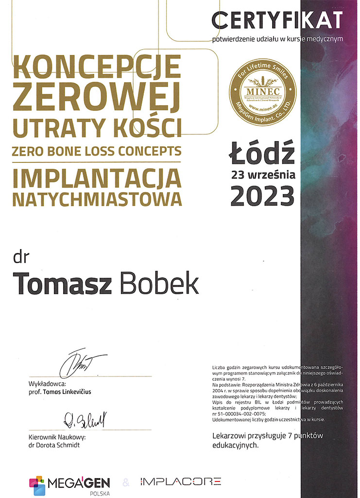 Zerowa utrata kości przy implantach - koncepcja - Tomasz Bobek