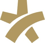 Logo w kształcie beżowej gwiazdy.